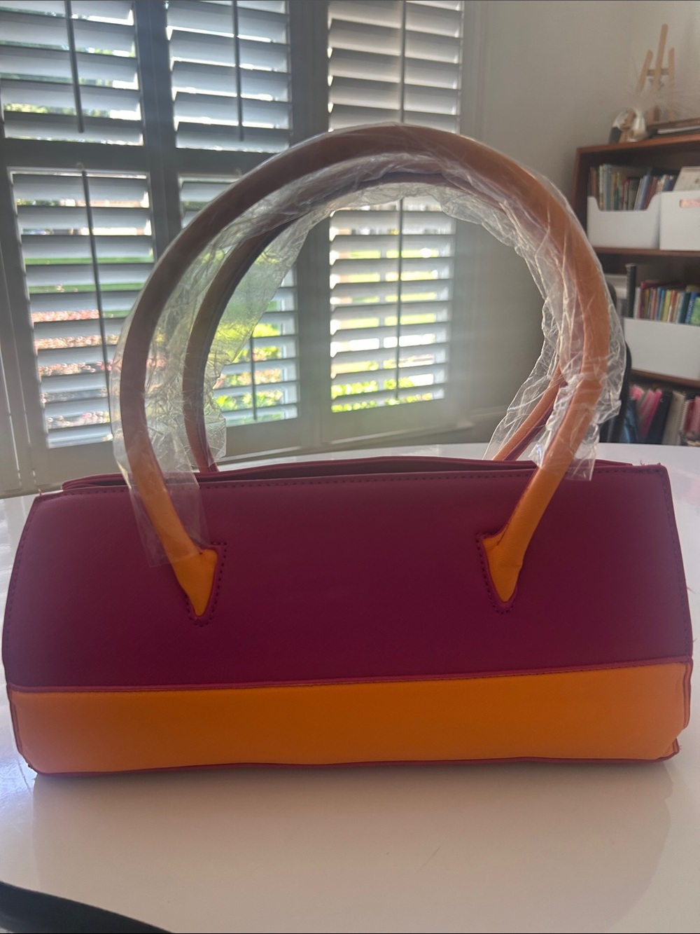 Trina Turk Two-Tone Pink and Orange Satchel Handbag